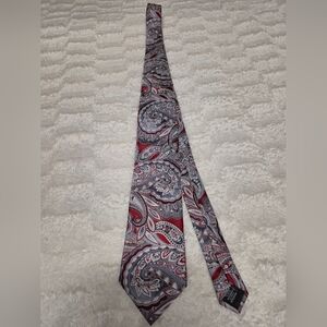 Perry Ellis Paisley Tie in Red, White, and Gray